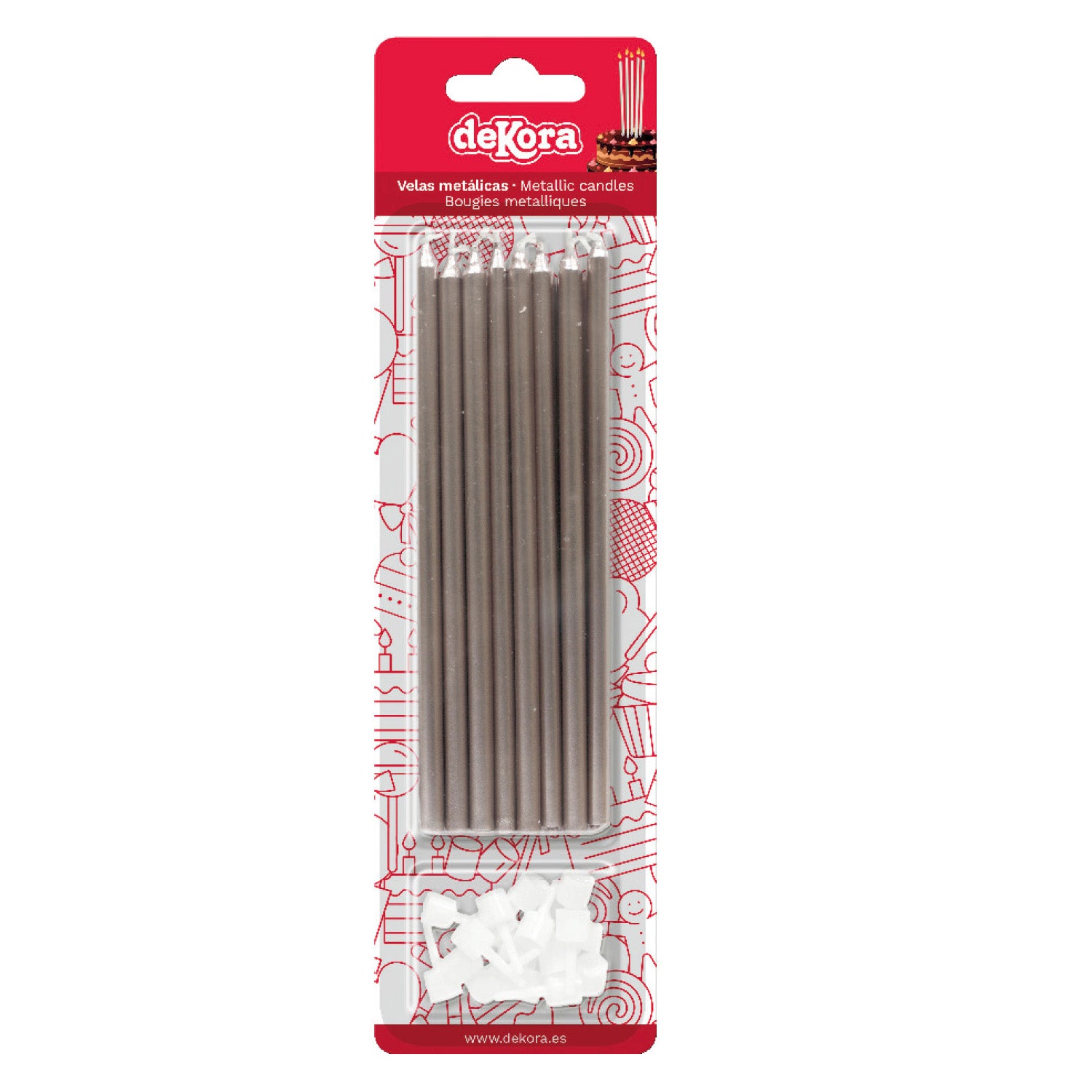 BLISTER 16 VELAS ANIVERSÁRIO METÁLICAS COR PRATA 13 CM