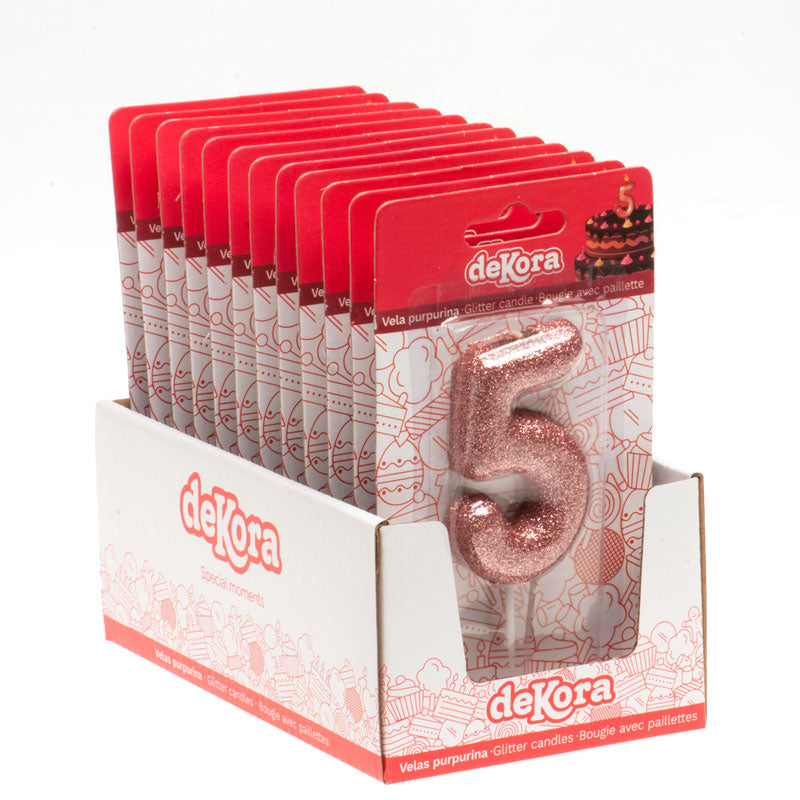 ESPOSITORE 12 CANDELINE BRILLANTINI ROSA Nº5
