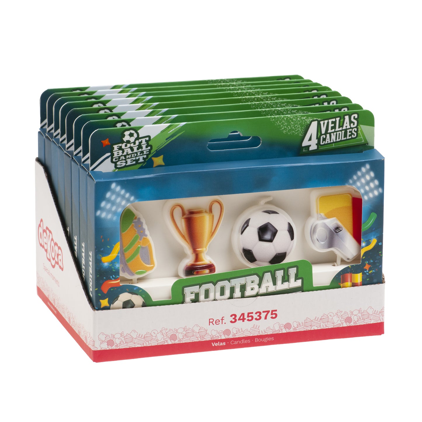 FOOTBALL BIRTHDAY CANDLES 4 MODELS 8CM