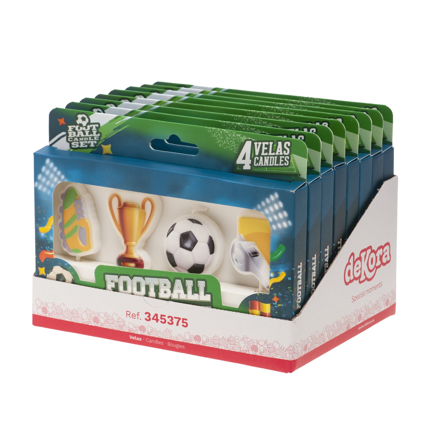 FOOTBALL BIRTHDAY CANDLES 4 MODELS 8CM