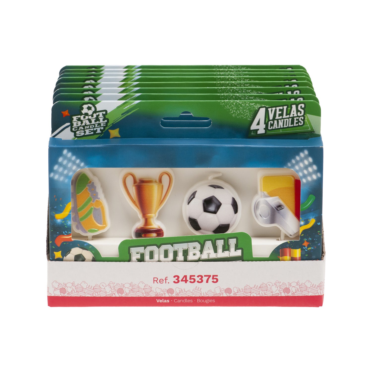 FOOTBALL BIRTHDAY CANDLES 4 MODELS 8CM