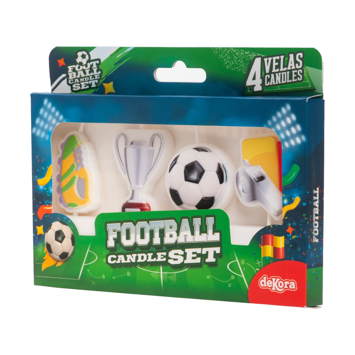 FOOTBALL BIRTHDAY CANDLES 4 MODELS 8CM