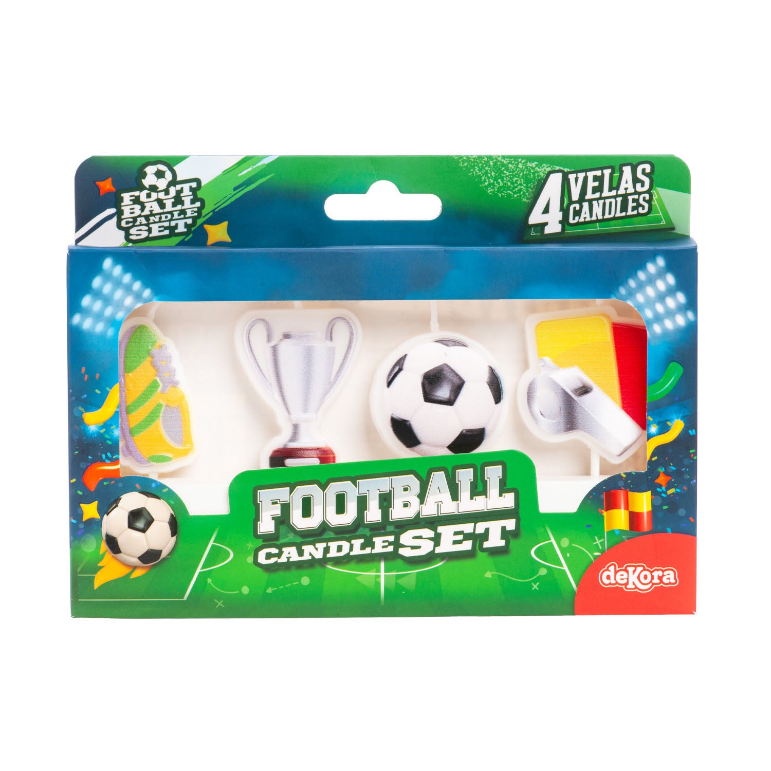 FOOTBALL BIRTHDAY CANDLES 4 MODELS 8CM