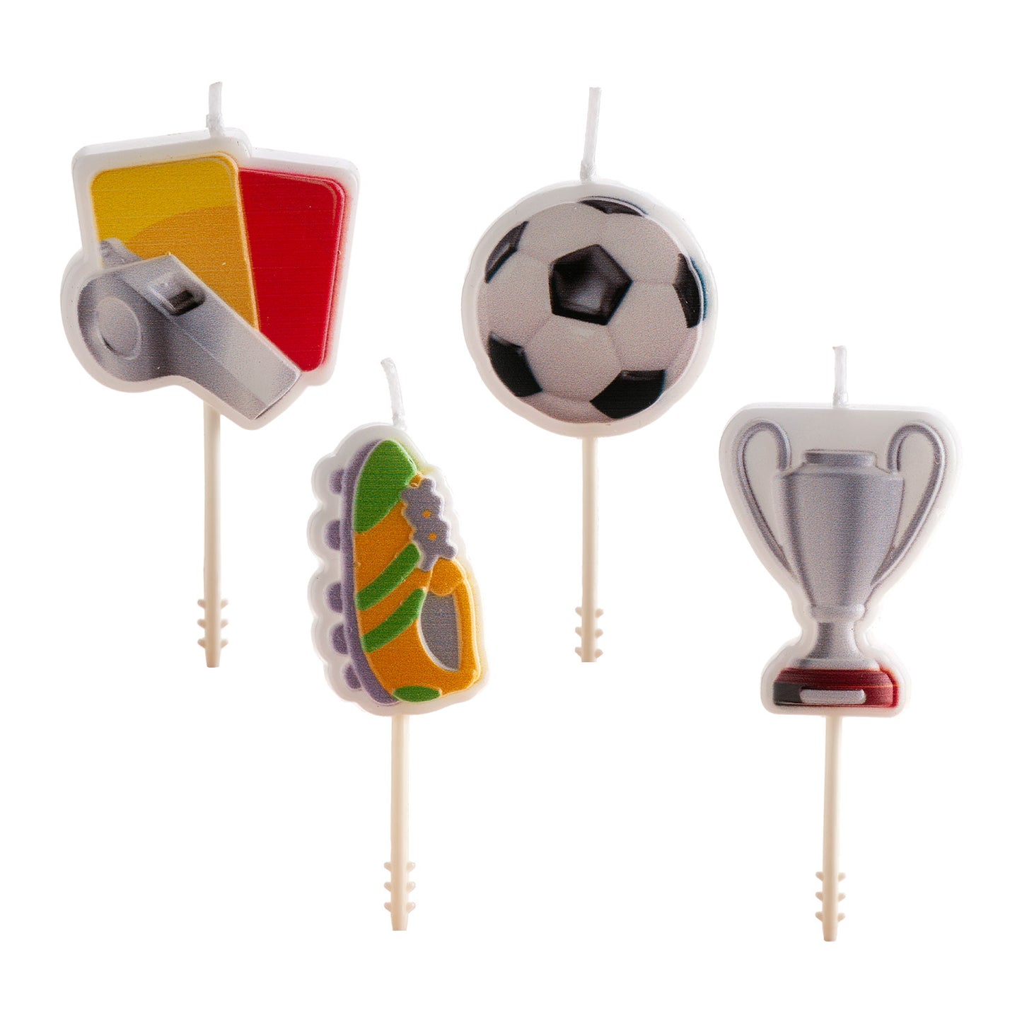 FOOTBALL BIRTHDAY CANDLES 4 MODELS 8CM