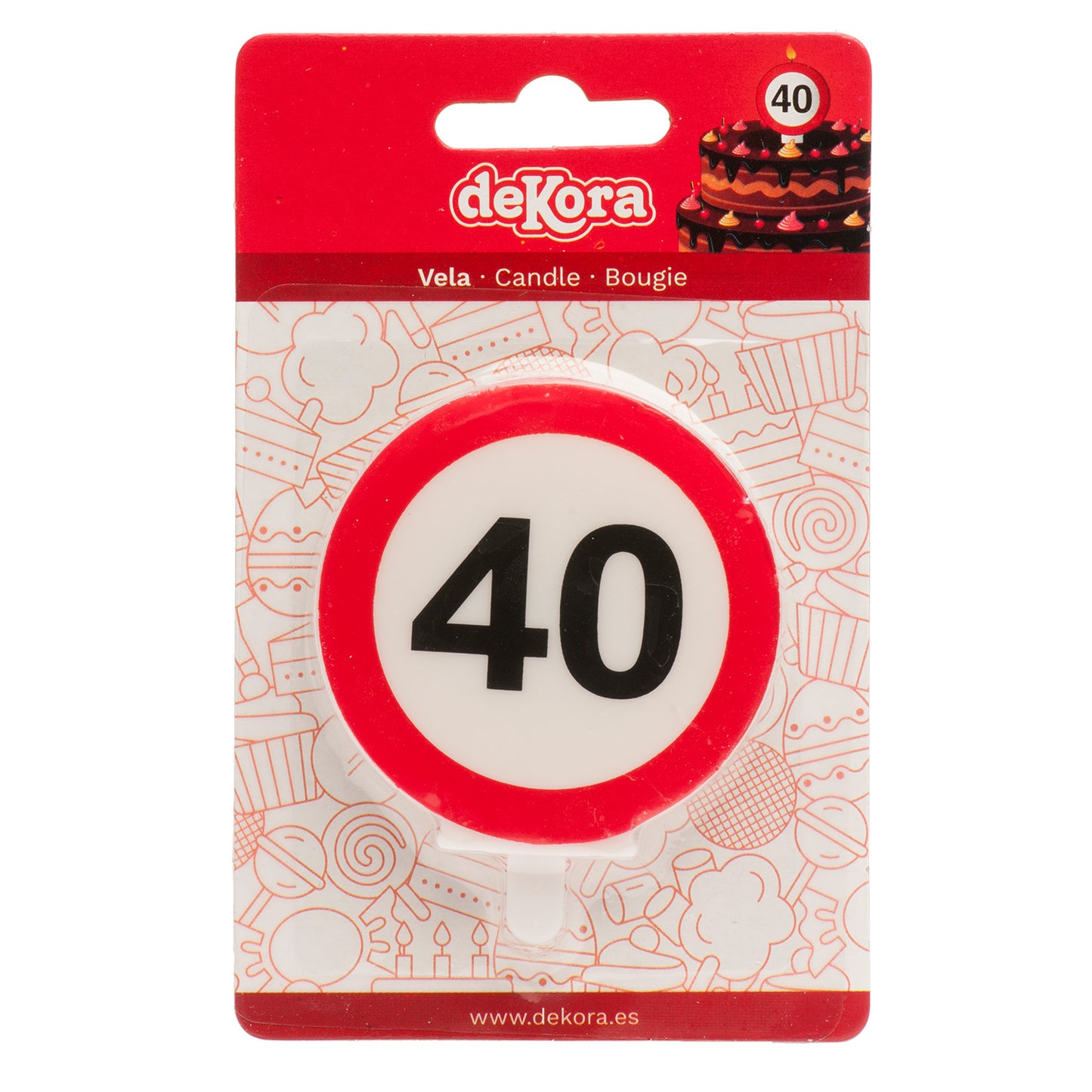 CANDELA 40 COMPLEANNO SEGNALE VIETATO 6,3CM