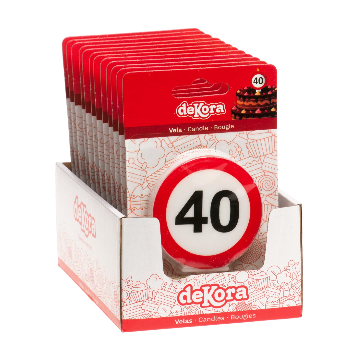 CANDELA 40 COMPLEANNO SEGNALE VIETATO 6,3CM