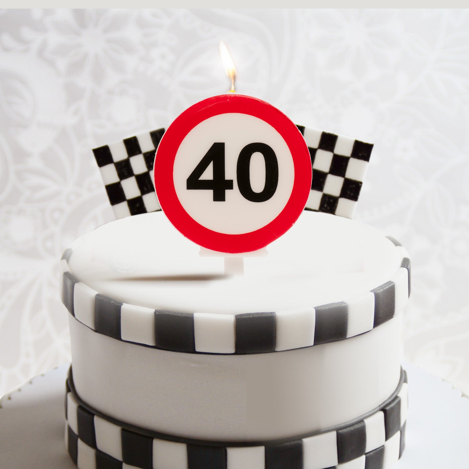 CANDELA 40 COMPLEANNO SEGNALE VIETATO 6,3CM