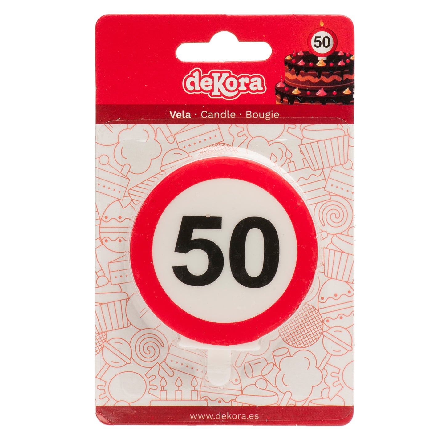 VELA 50 CUMPLEAÑOS SEÑAL PROHIBIDO 6,3CM