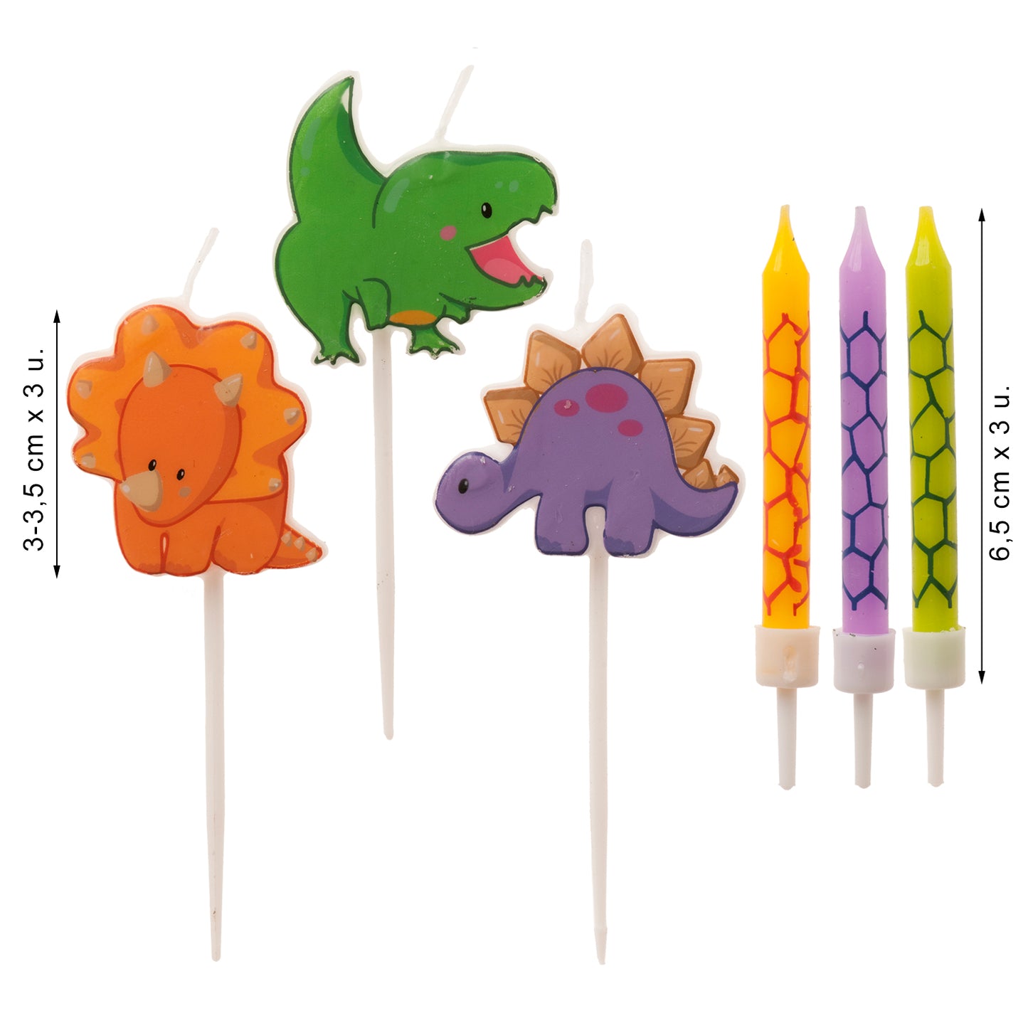 MIX VELAS CUMPLEAÑOS DINOSAURIOS 2D-PALILLO