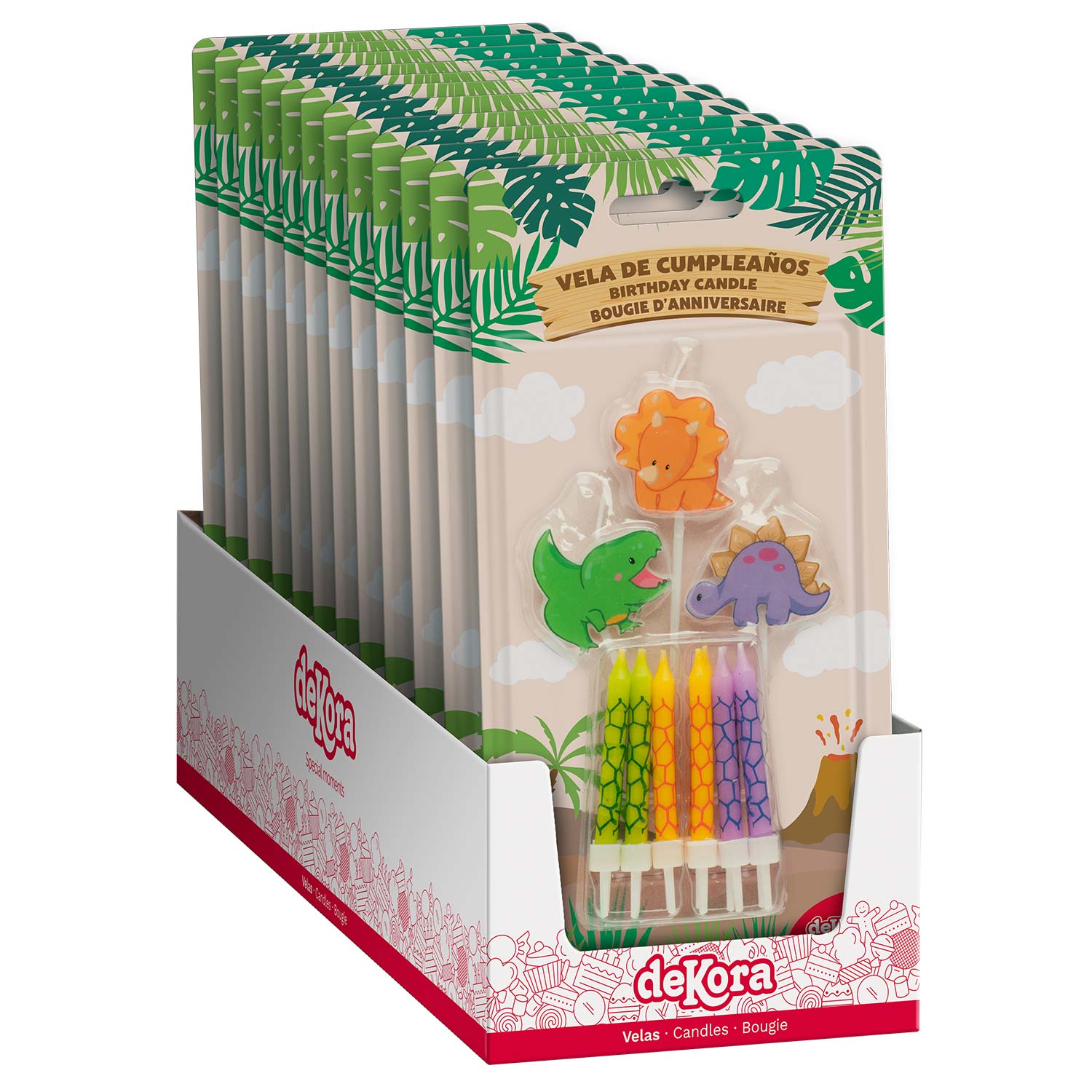 MIX VELAS CUMPLEAÑOS DINOSAURIOS 2D-PALILLO