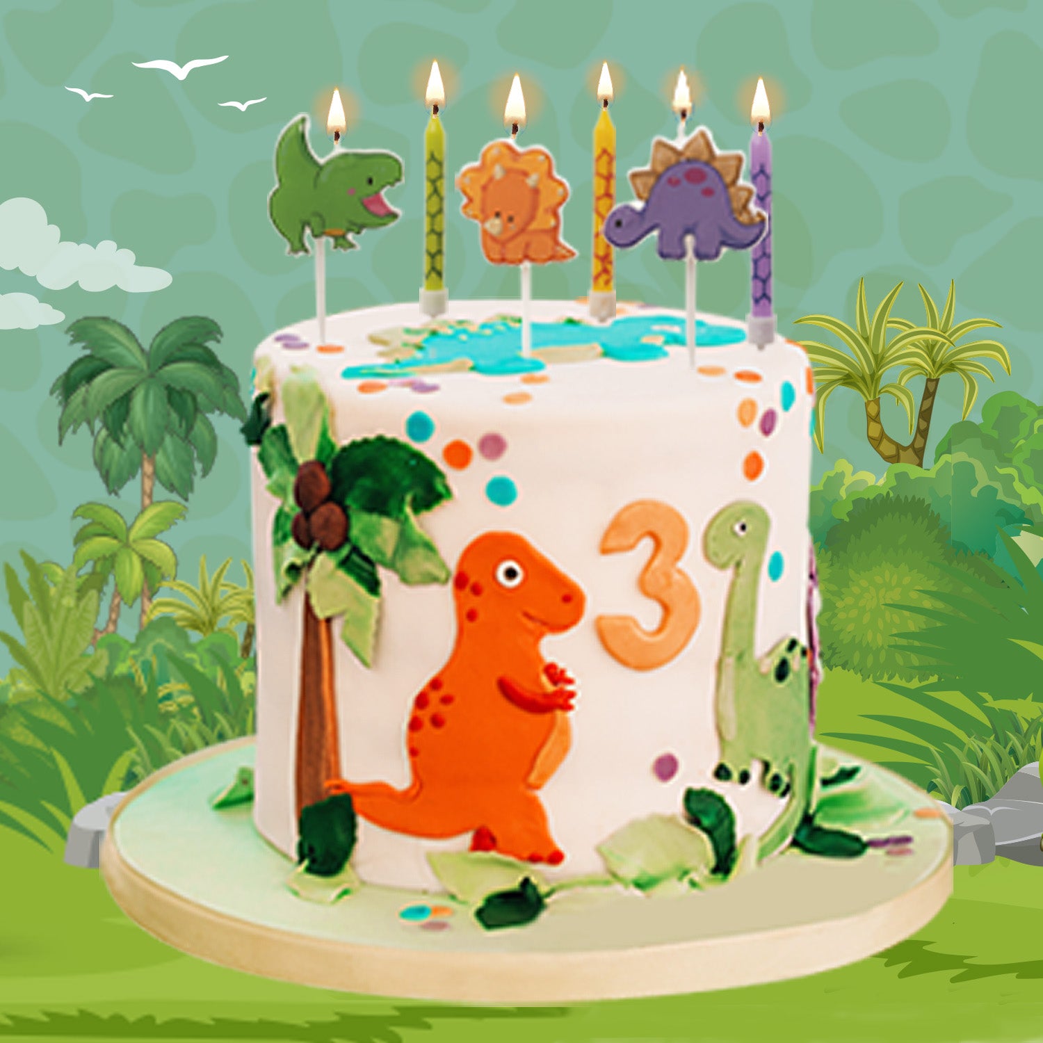 MIX CANDELE COMPLEANNO DINOSAURI