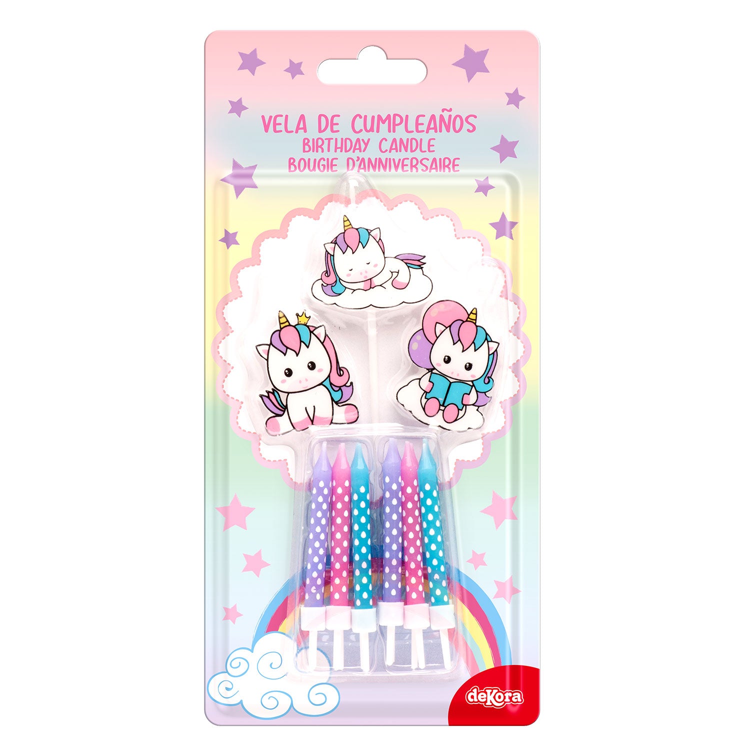 MIX VELAS CUMPLEAÑOS UNICORNIO 2D-PALILLO