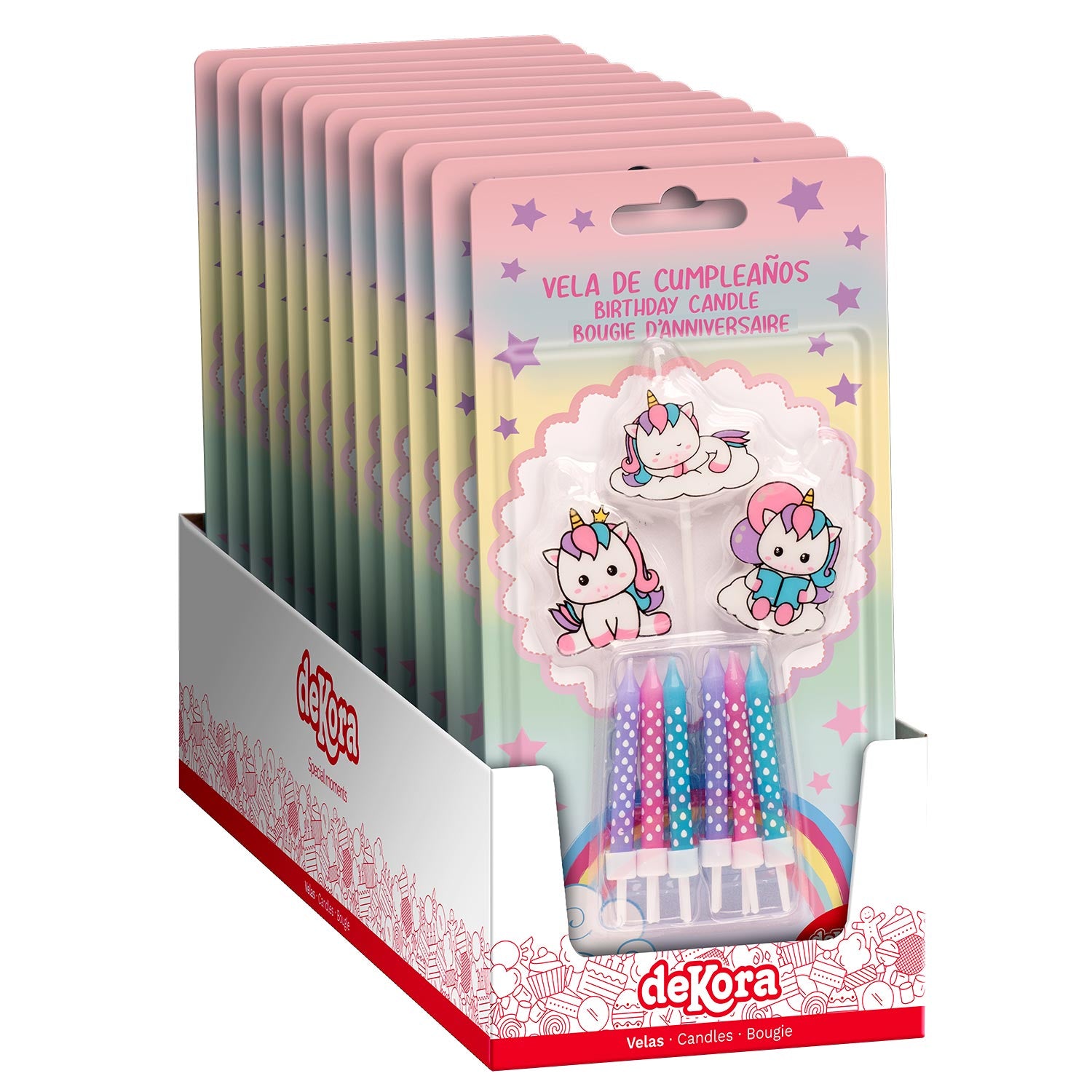 MIX VELAS CUMPLEAÑOS UNICORNIO 2D-PALILLO