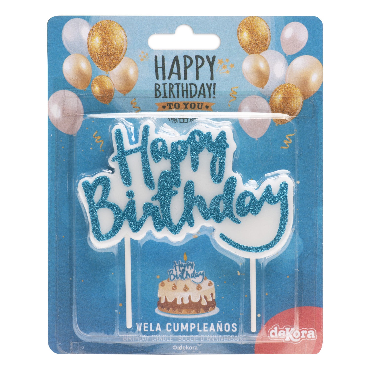 HAPPY BIRTHDAY BLUE CANDLE 10X6,5CM
