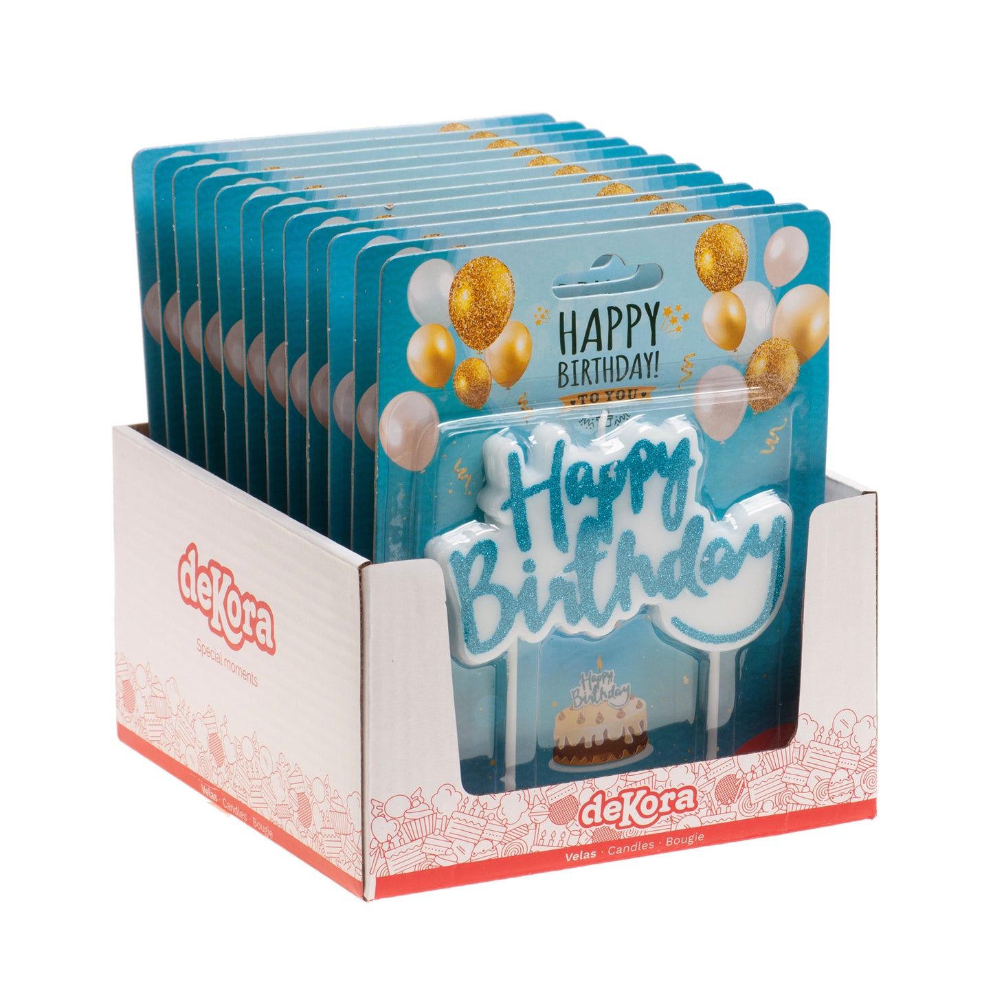 VELA CUMPLEAÑOS HAPPY BIRTHDAY AZUL 10X6,5CM