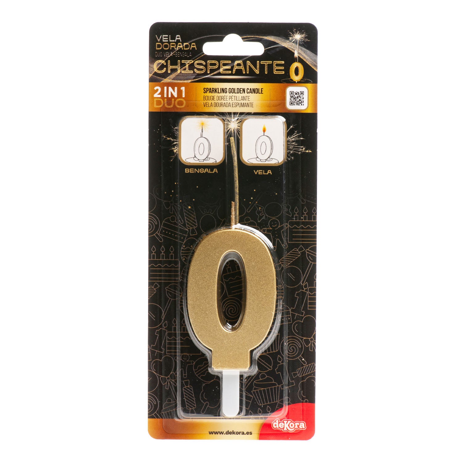 CANDELE DI COMPLEANNO IN ORO SCINTILLANTE Nº0
