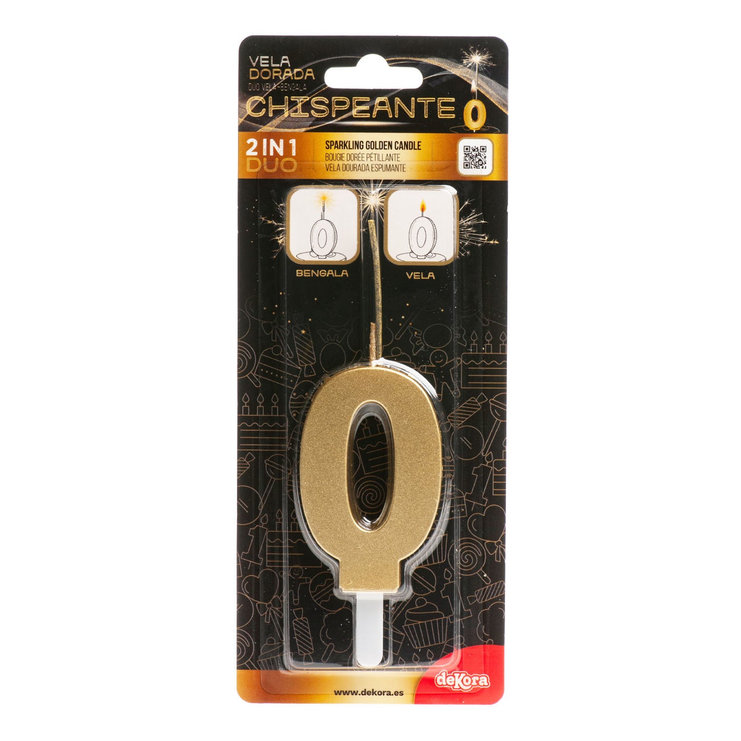 CANDELE DI COMPLEANNO IN ORO SCINTILLANTE Nº0