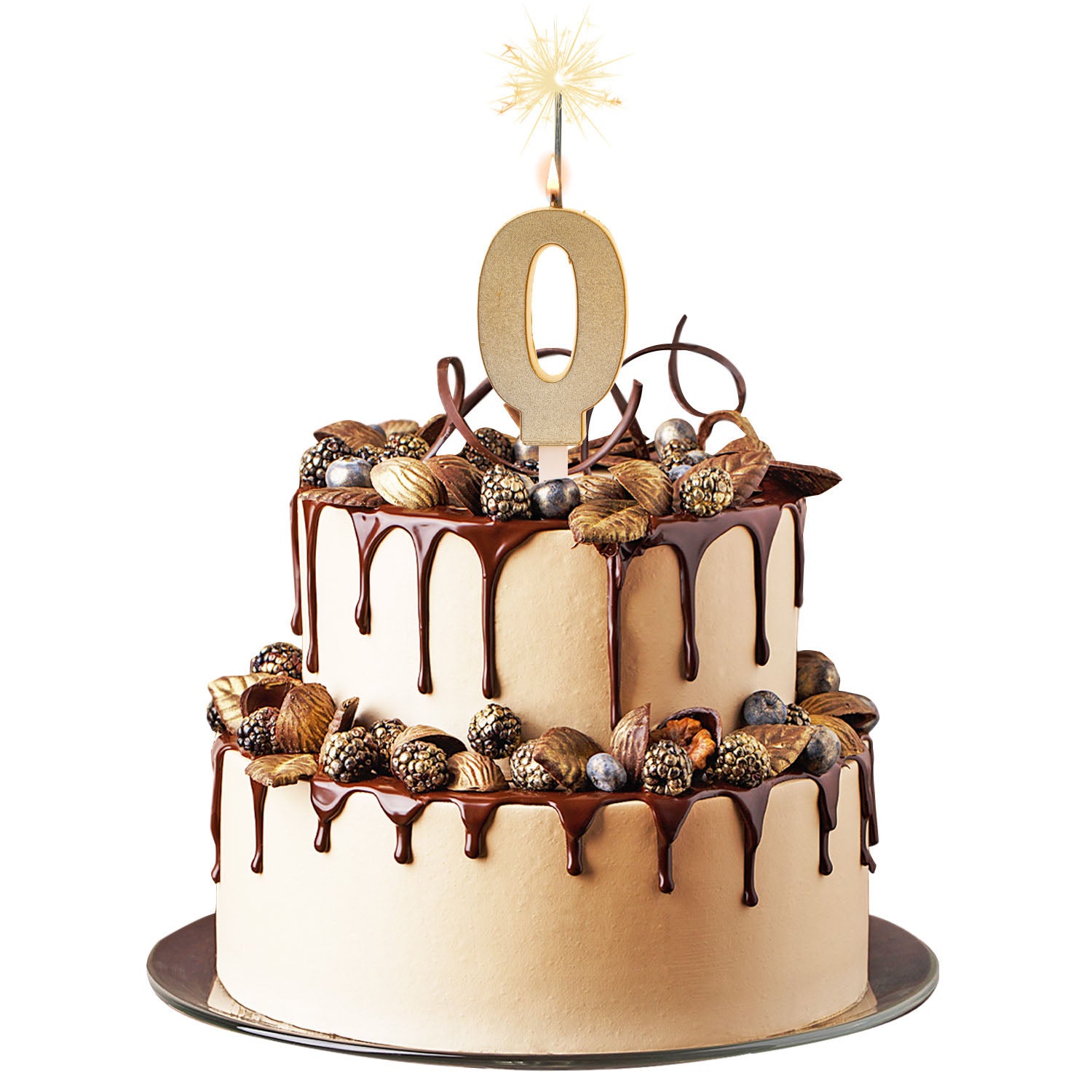 CANDELE DI COMPLEANNO IN ORO SCINTILLANTE Nº0