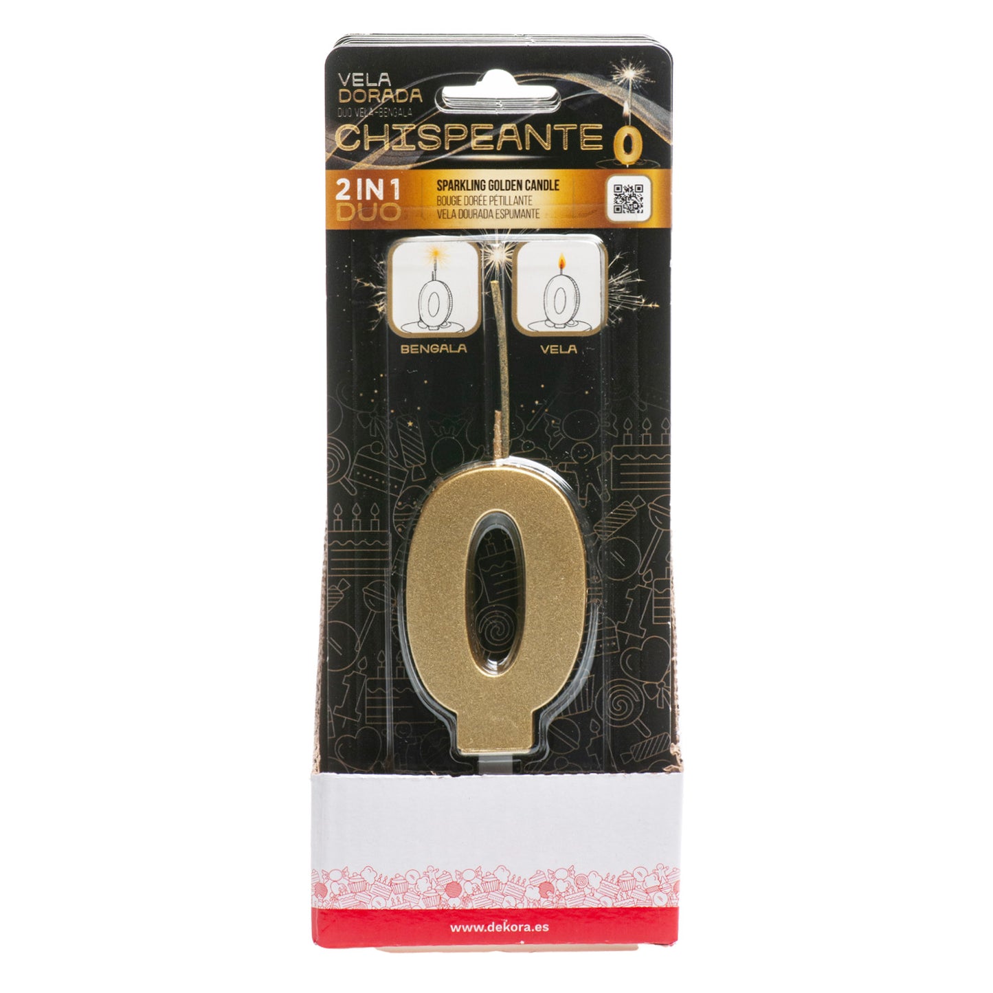 CANDELE DI COMPLEANNO IN ORO SCINTILLANTE Nº0