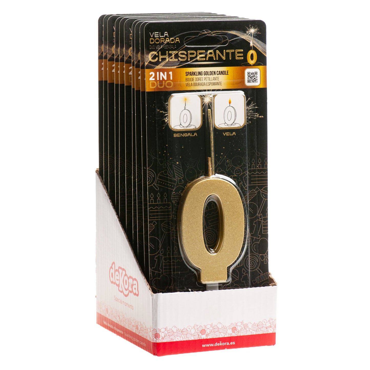 CANDELE DI COMPLEANNO IN ORO SCINTILLANTE Nº0