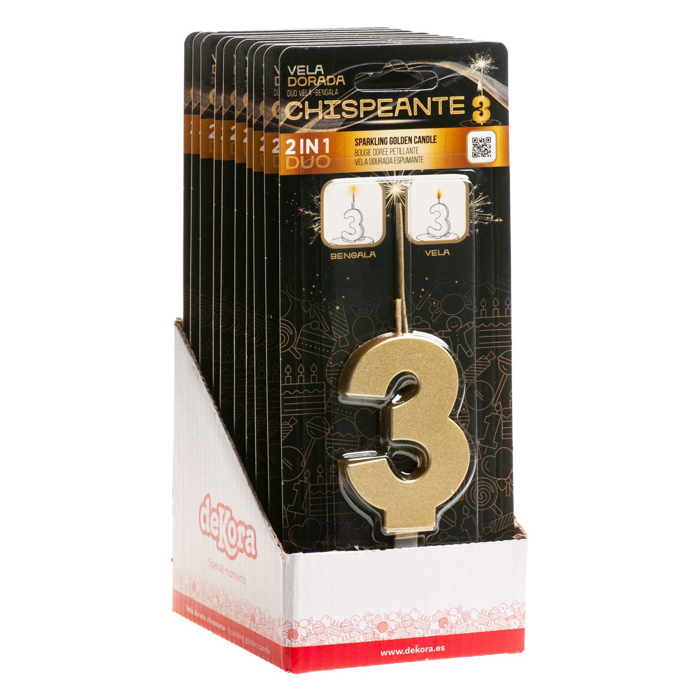 VELAS DE ANIVERSÁRIO DE OURO ESPUMANTE Nº3
