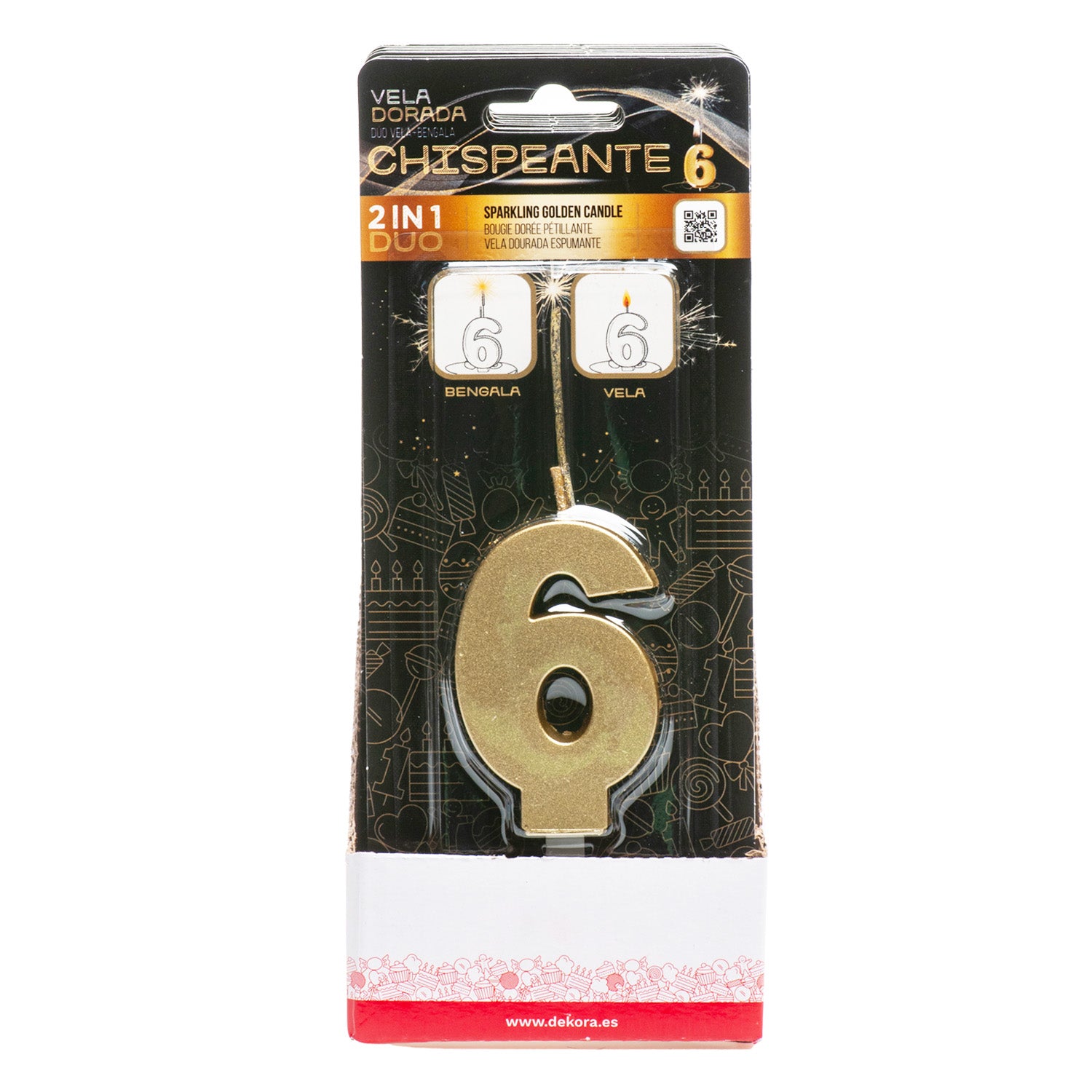 CANDELE DI COMPLEANNO IN ORO SCINTILLANTE Nº6