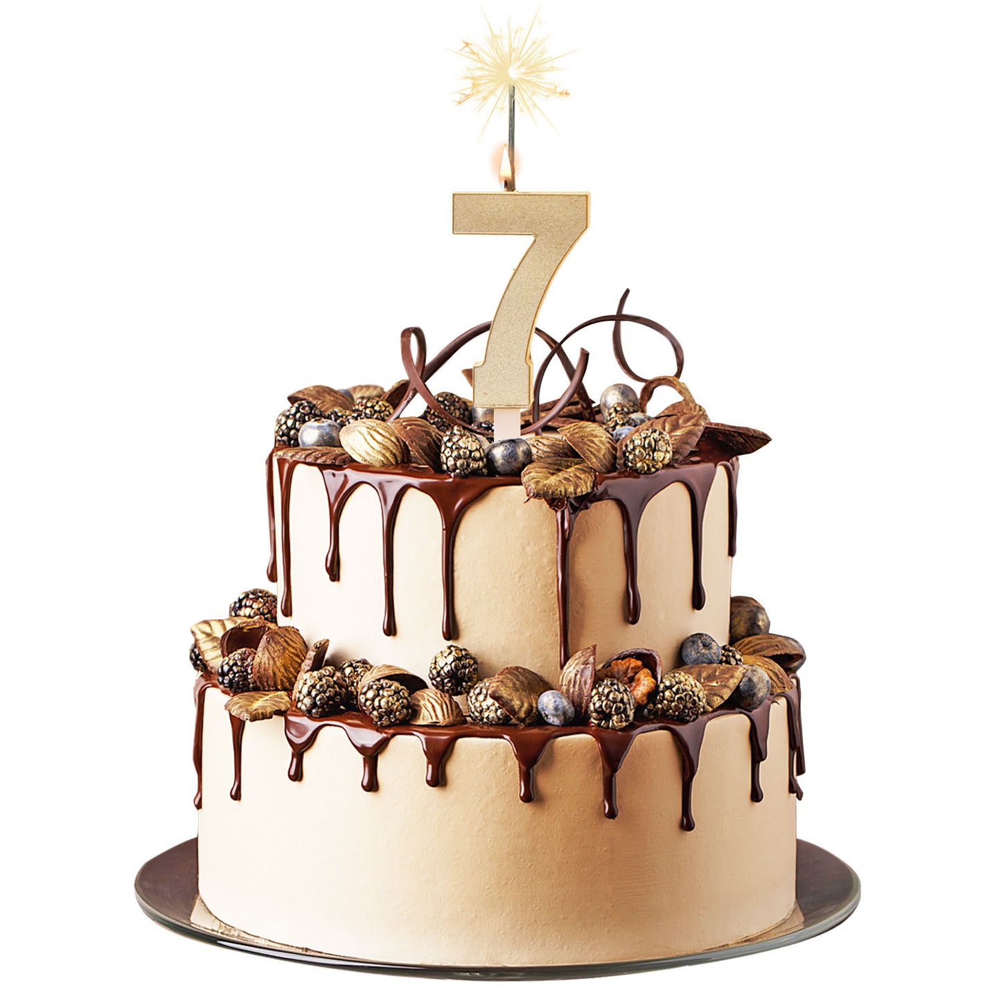 VELAS CHISPEANTES DE CUMPLEAÑOS ORO Nº7