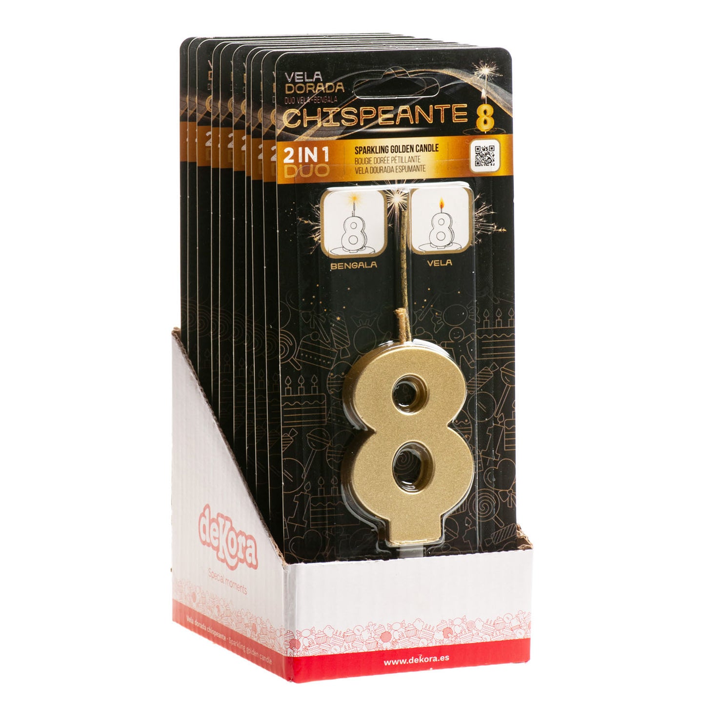 GOLDEN SPARKLING BIRTHDAY CANDLES Nº8