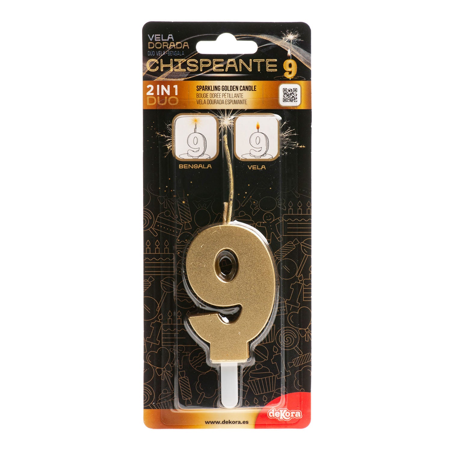 CANDELE DI COMPLEANNO IN ORO SCINTILLANTE Nº9