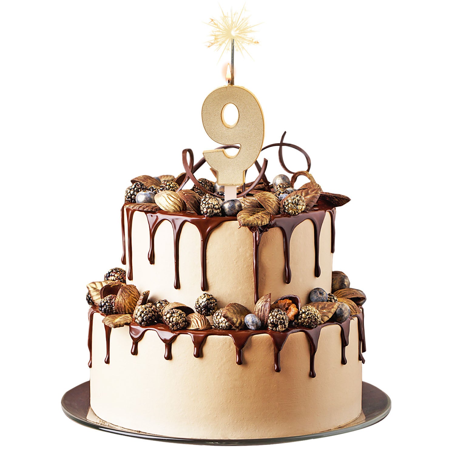 CANDELE DI COMPLEANNO IN ORO SCINTILLANTE Nº9