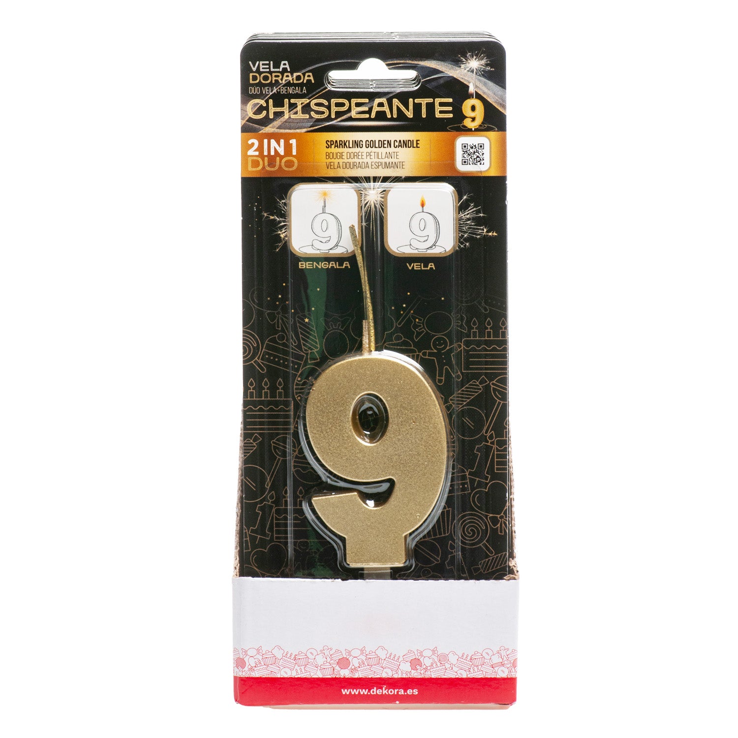 CANDELE DI COMPLEANNO IN ORO SCINTILLANTE Nº9