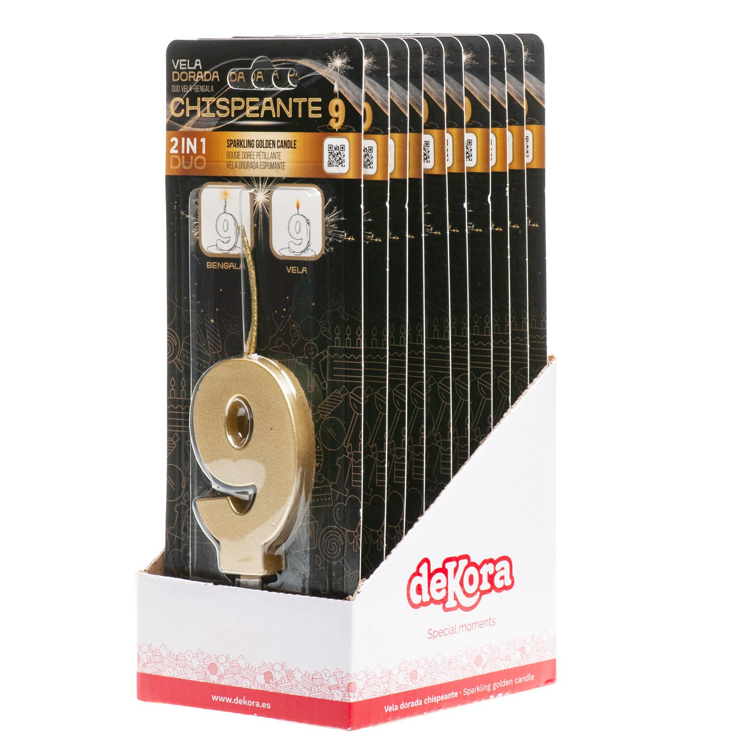 CANDELE DI COMPLEANNO IN ORO SCINTILLANTE Nº9