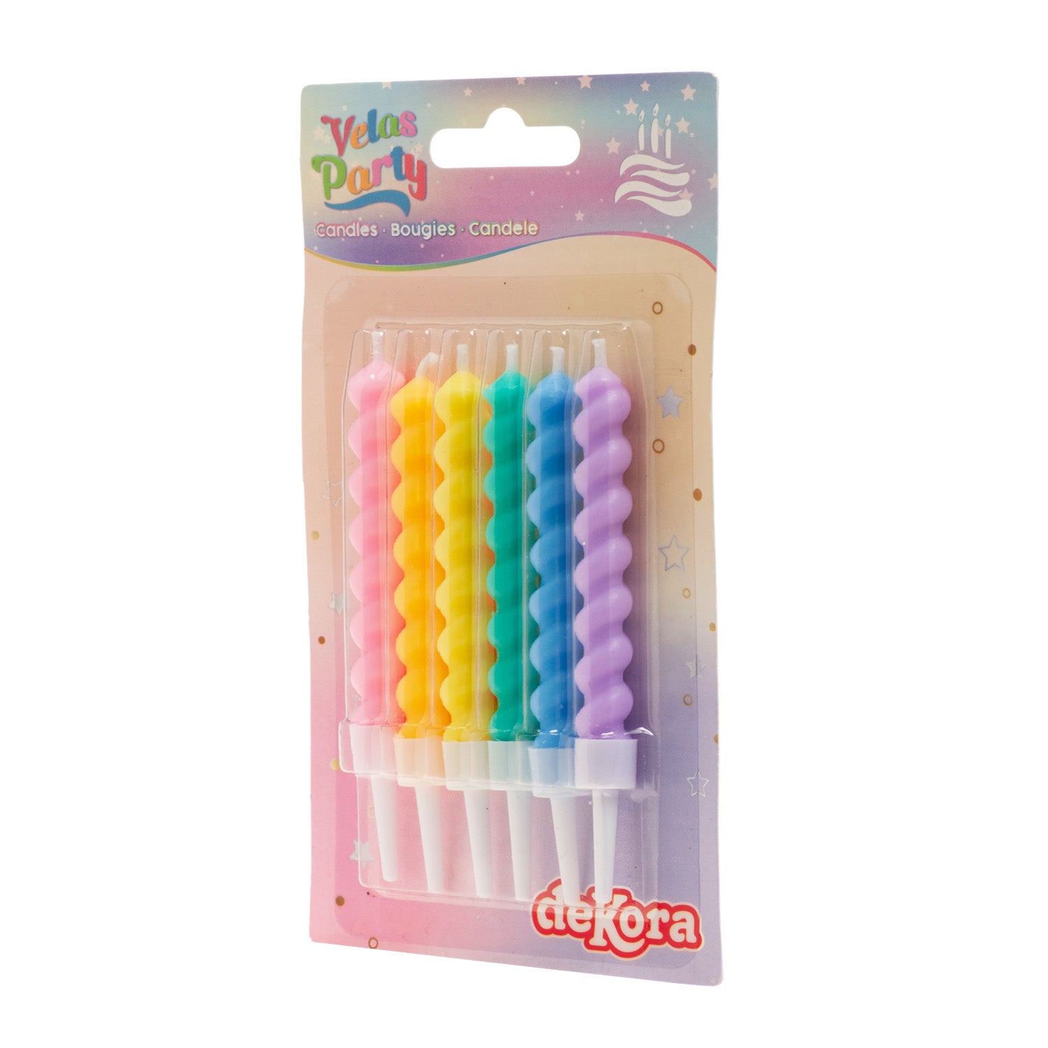TWISTED BIRTHDAY CANDLE COULEURS 10CM