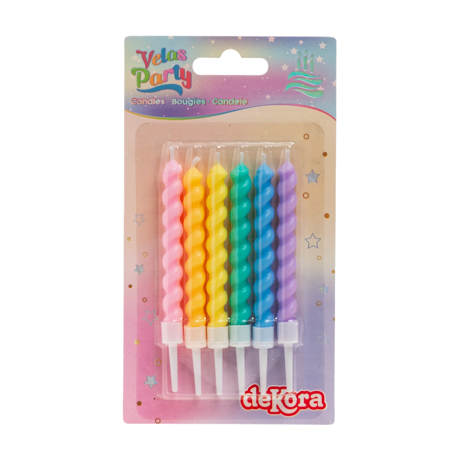 TWISTED BIRTHDAY CANDLE COULEURS 10CM