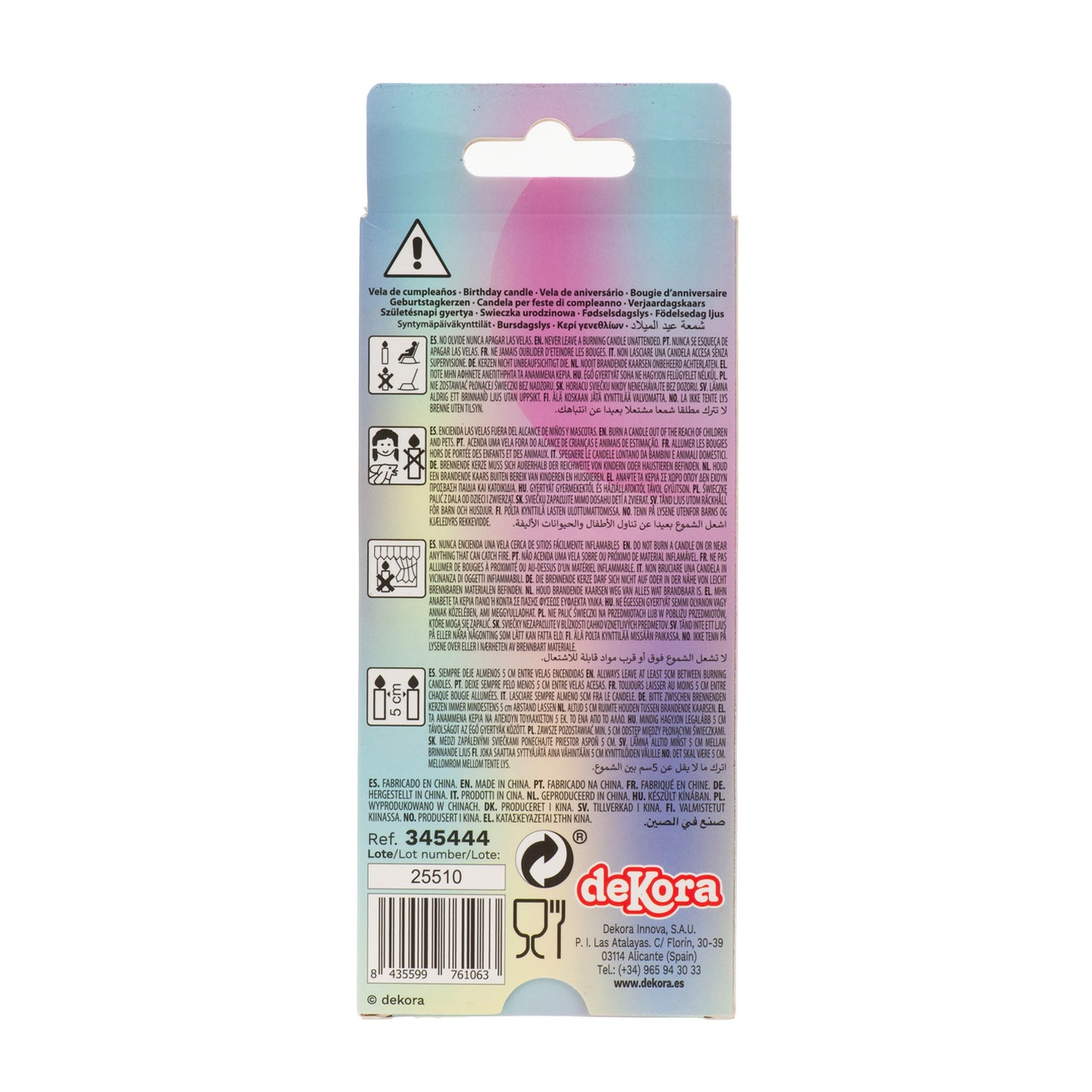 BOUGIES D'ANNIVERSAIRE DE FÊTE COLONNES COLORÉES 12CM