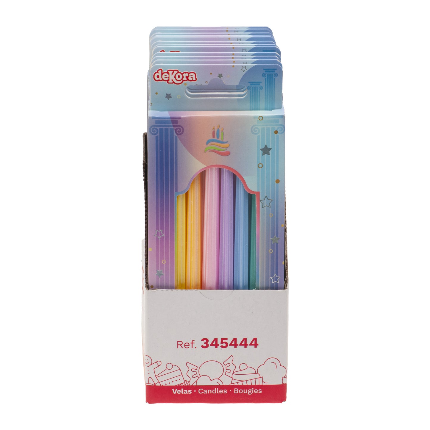 BOUGIES D'ANNIVERSAIRE DE FÊTE COLONNES COLORÉES 12CM