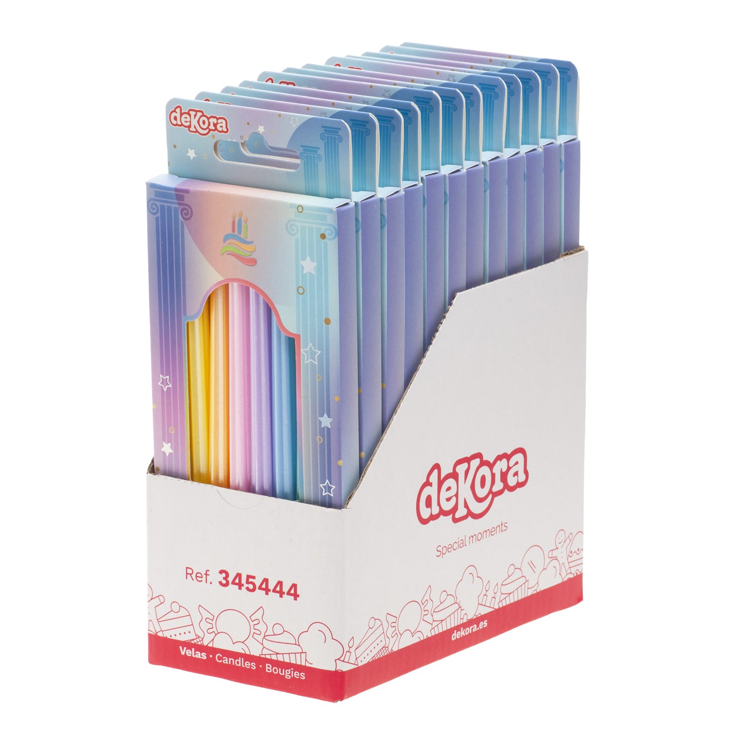 BOUGIES D'ANNIVERSAIRE DE FÊTE COLONNES COLORÉES 12CM