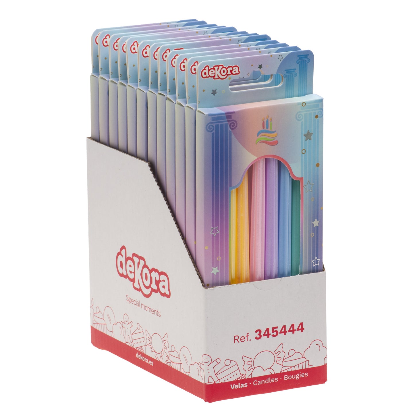 BOUGIES D'ANNIVERSAIRE DE FÊTE COLONNES COLORÉES 12CM