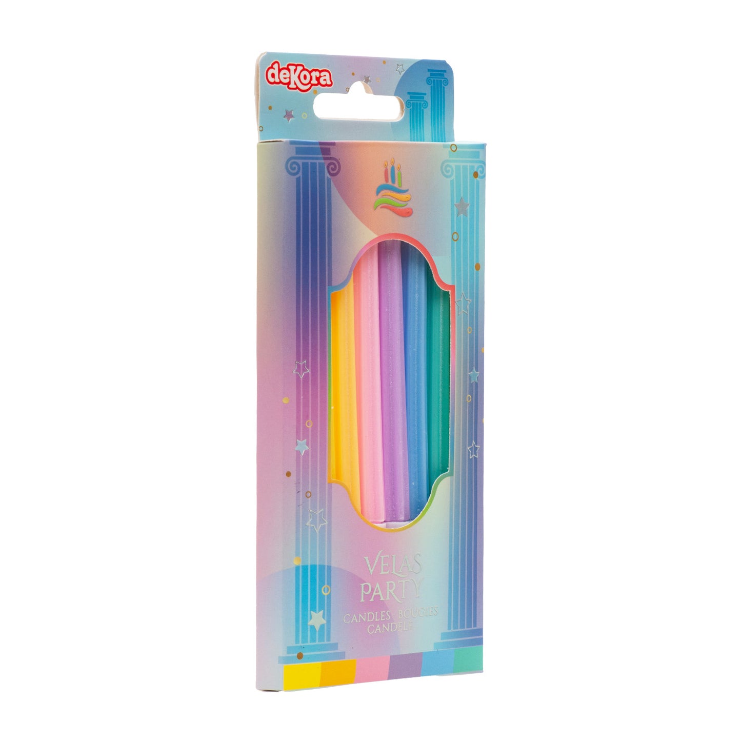 BOUGIES D'ANNIVERSAIRE DE FÊTE COLONNES COLORÉES 12CM