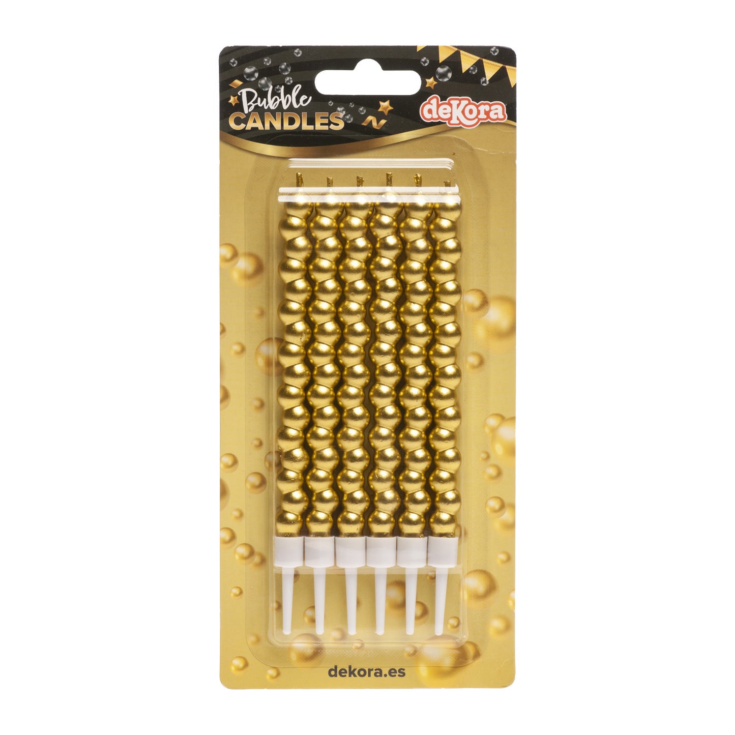 VELAS BURBUJA COLOR ORO 14CM