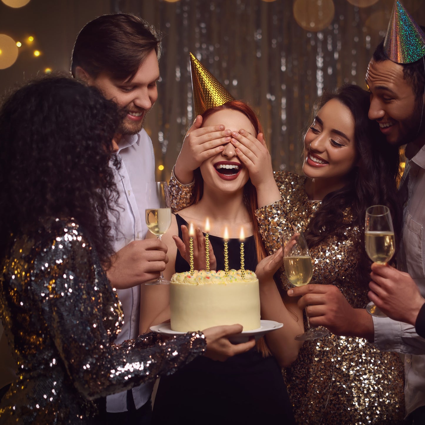 BOUGIES BULLES COULEUR OR 14CM