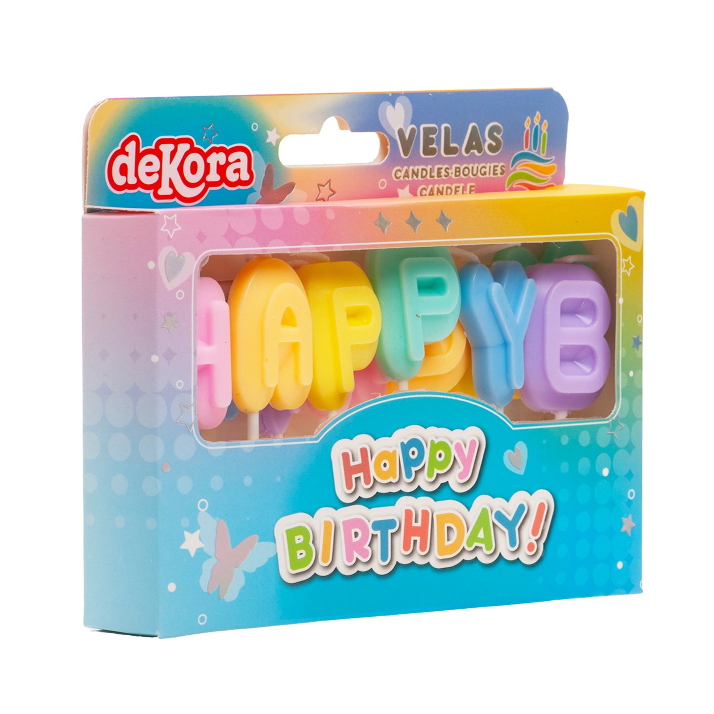 BOUGIES D'ANNIVERSAIRE LETTRES HAPPY BIRTHDAY 8CM