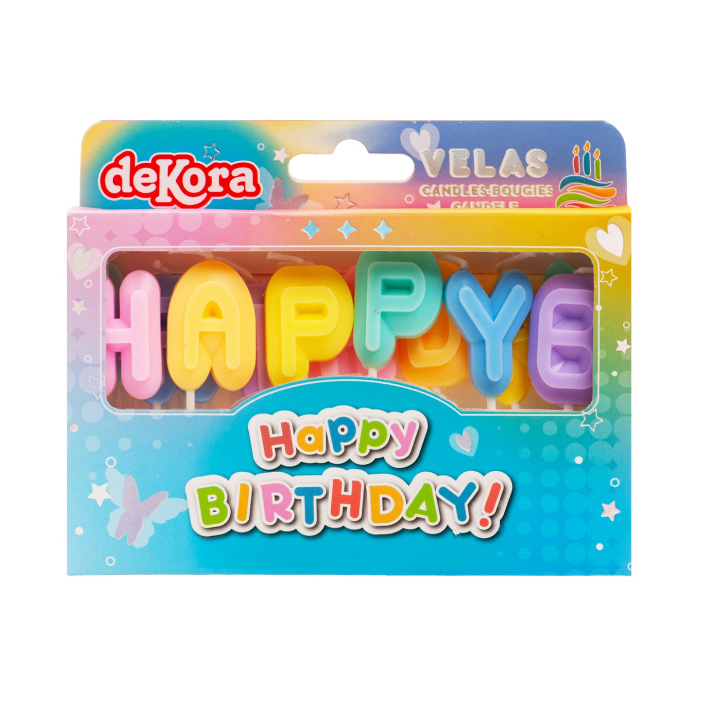 BOUGIES D'ANNIVERSAIRE LETTRES HAPPY BIRTHDAY 8CM