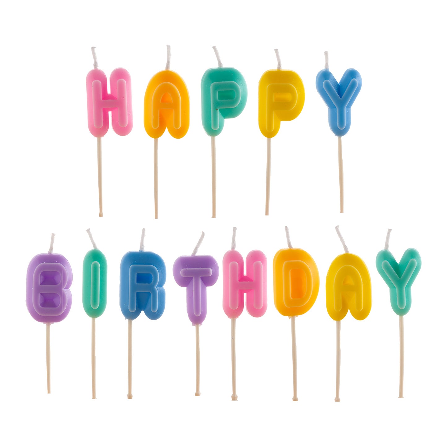 BOUGIES D'ANNIVERSAIRE LETTRES HAPPY BIRTHDAY 8CM