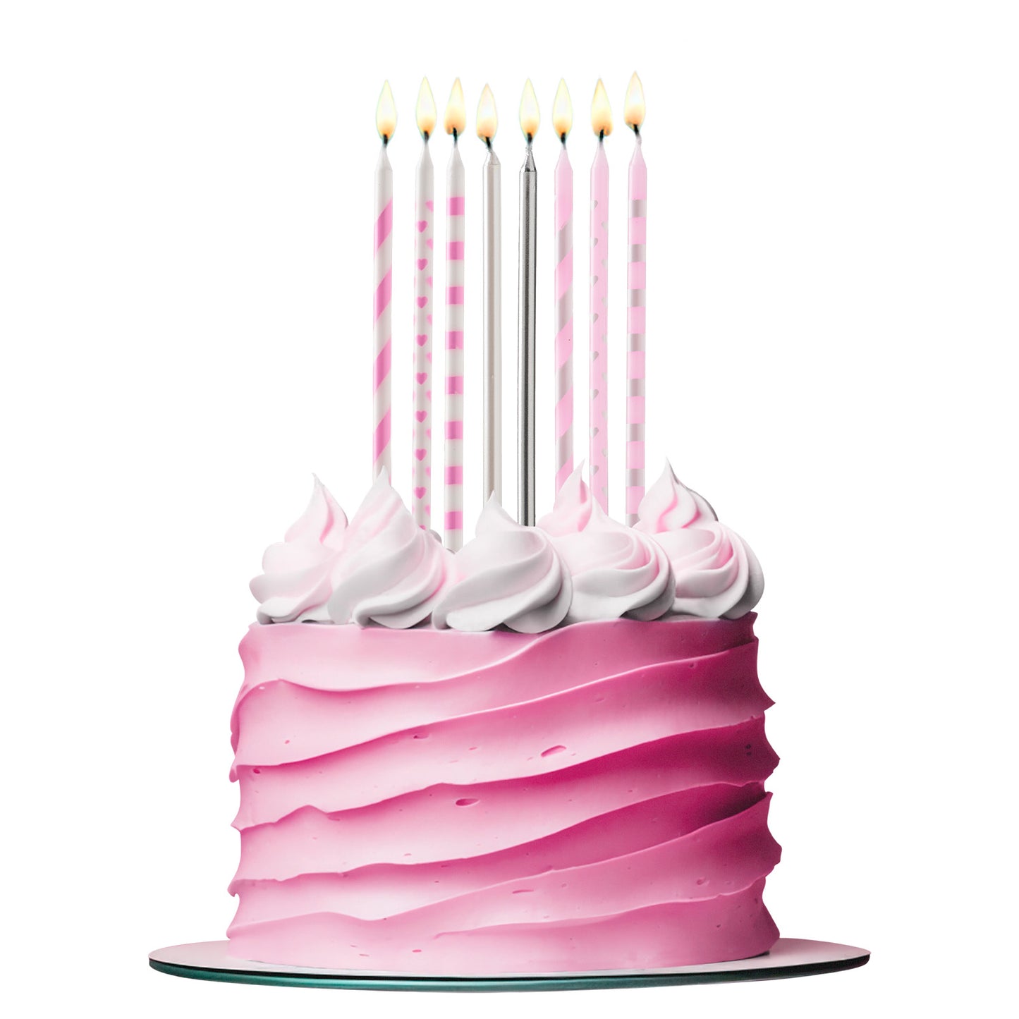 PINK MIX BIRTHDAY CANDLES 13CM