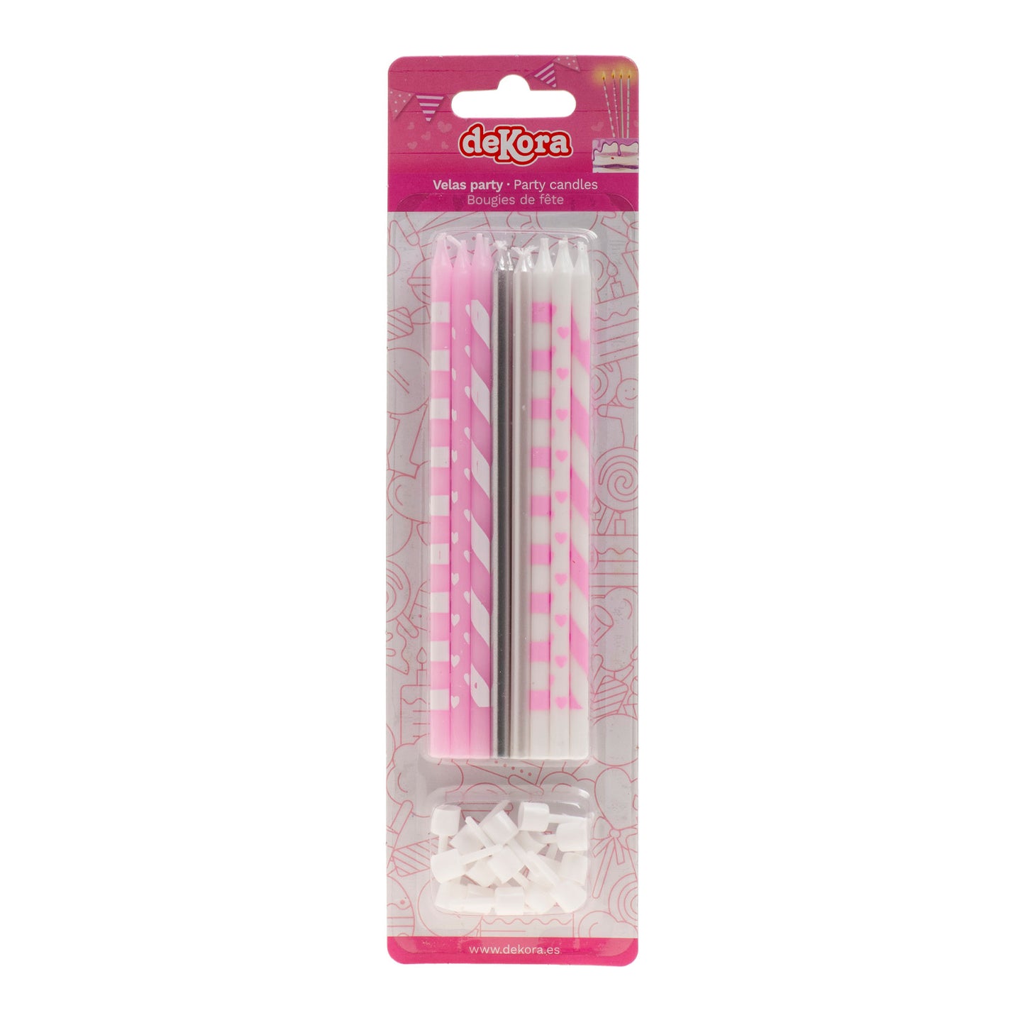 PINK MIX BIRTHDAY CANDLES 13CM
