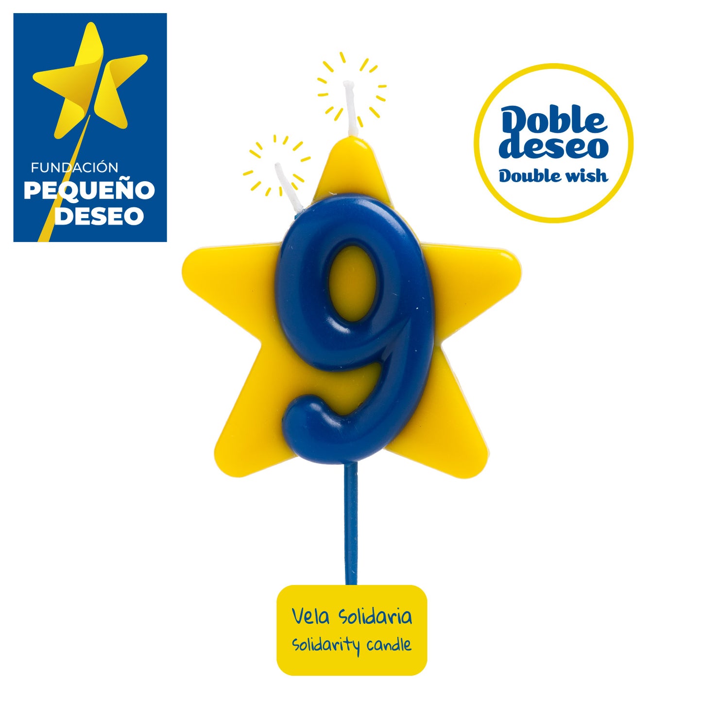VELA ANIVERSÁRIO SOLIDÁRIA ESTRELA DESEJO DUPLO | Nº9