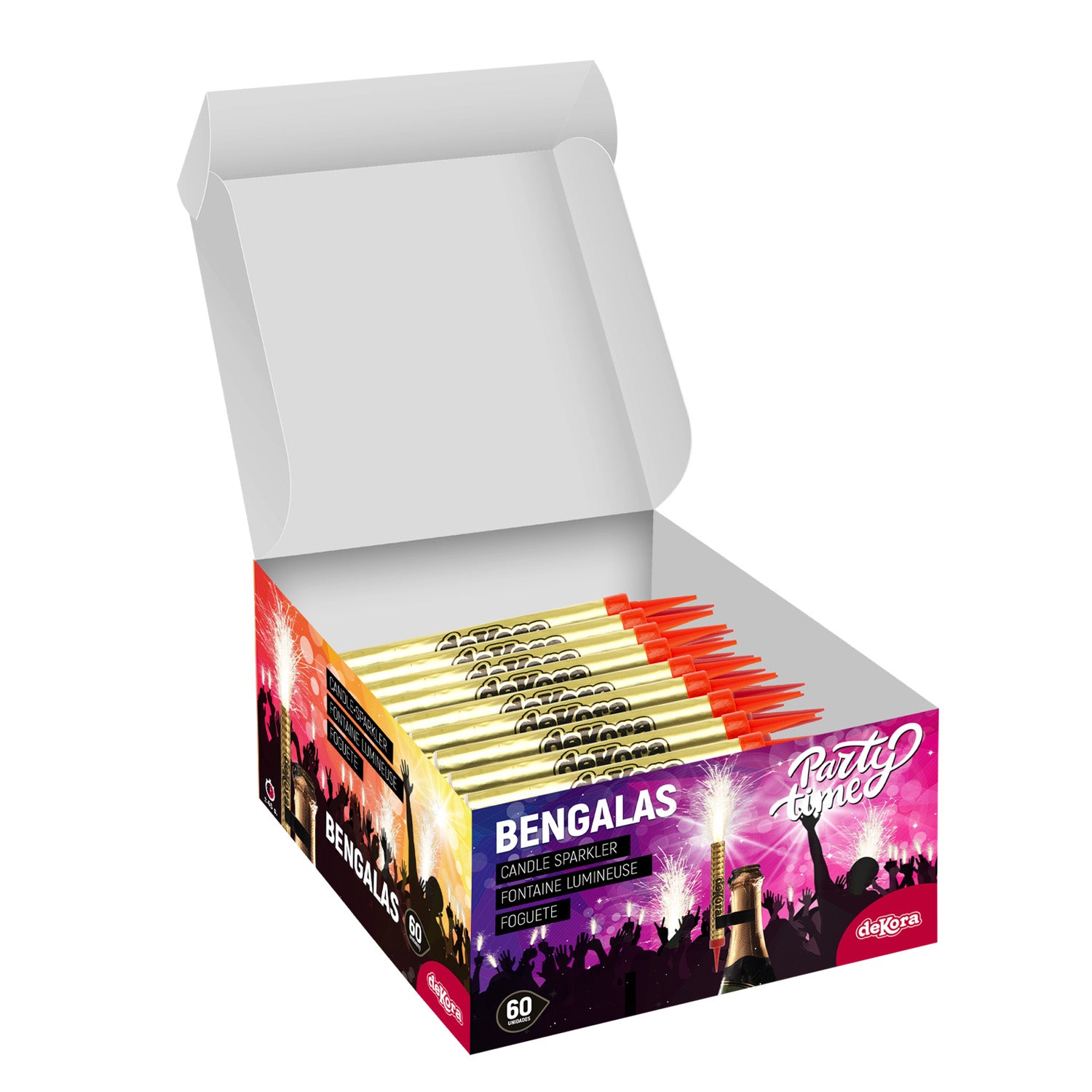 DISPLAY 60 BENGALAS DORADAS 12CM