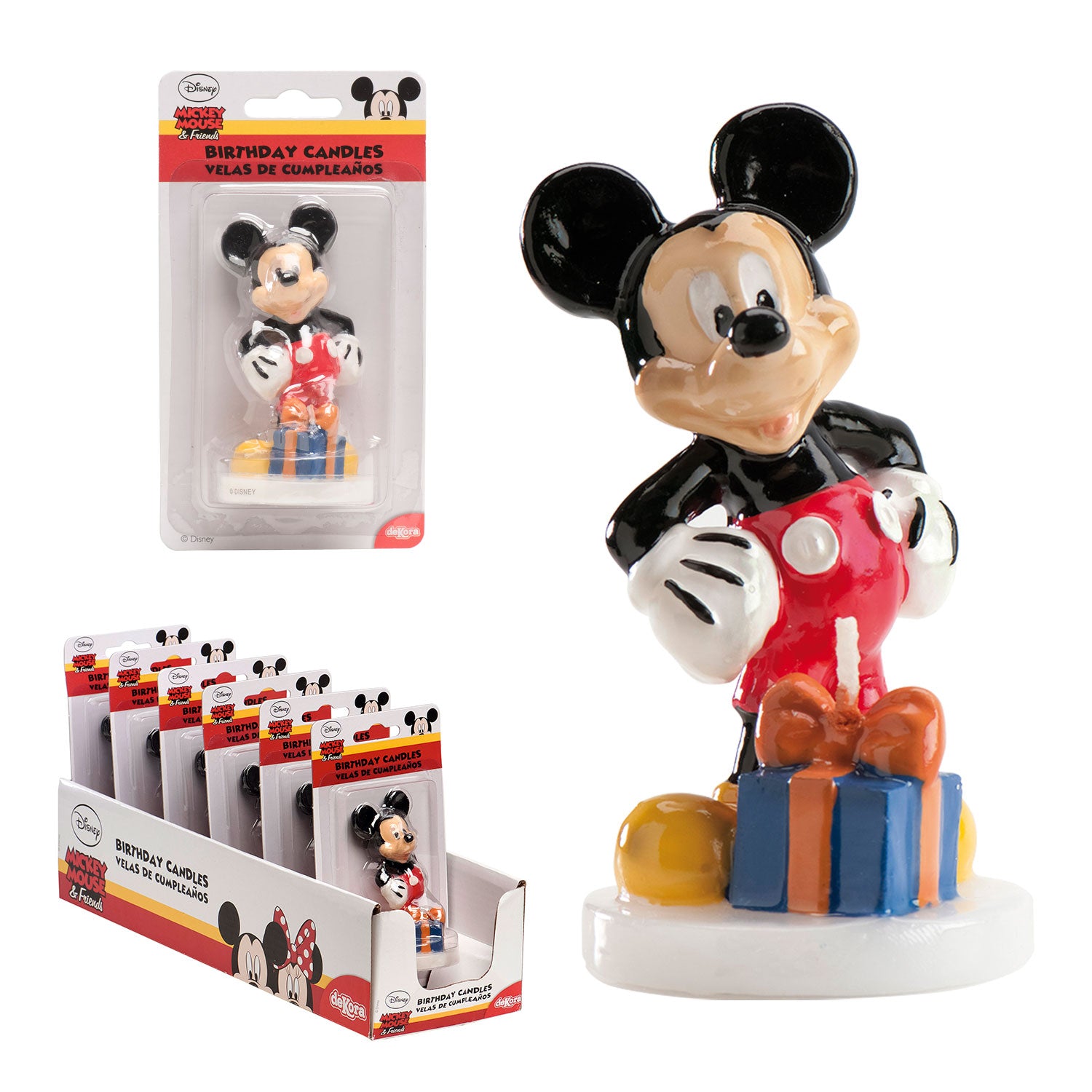 DISPLAY 6 VELAS 3D CUMPLEAÑOS MICKEY 8CM