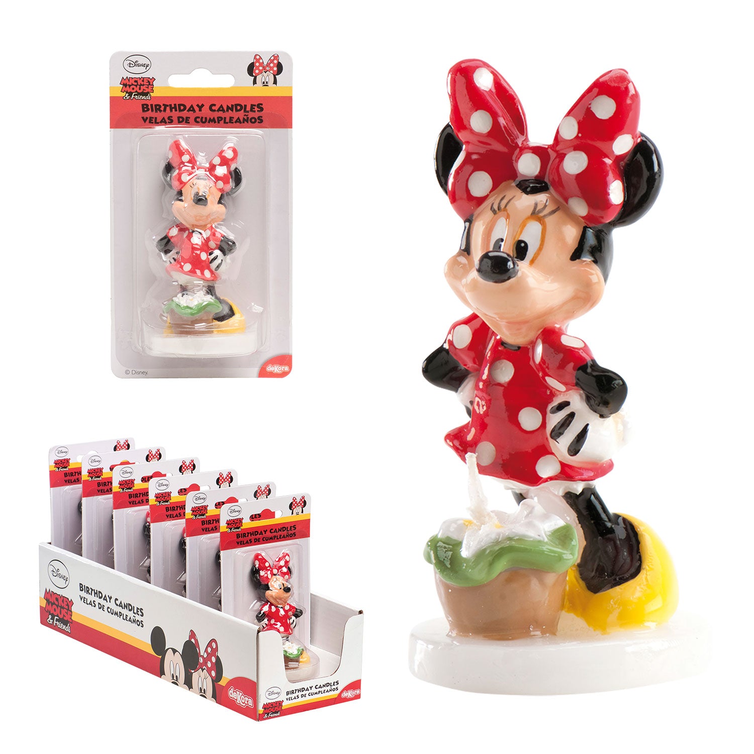 DISPLAY 6 VELAS 3D CUMPLEAÑOS MINNIE 8CM